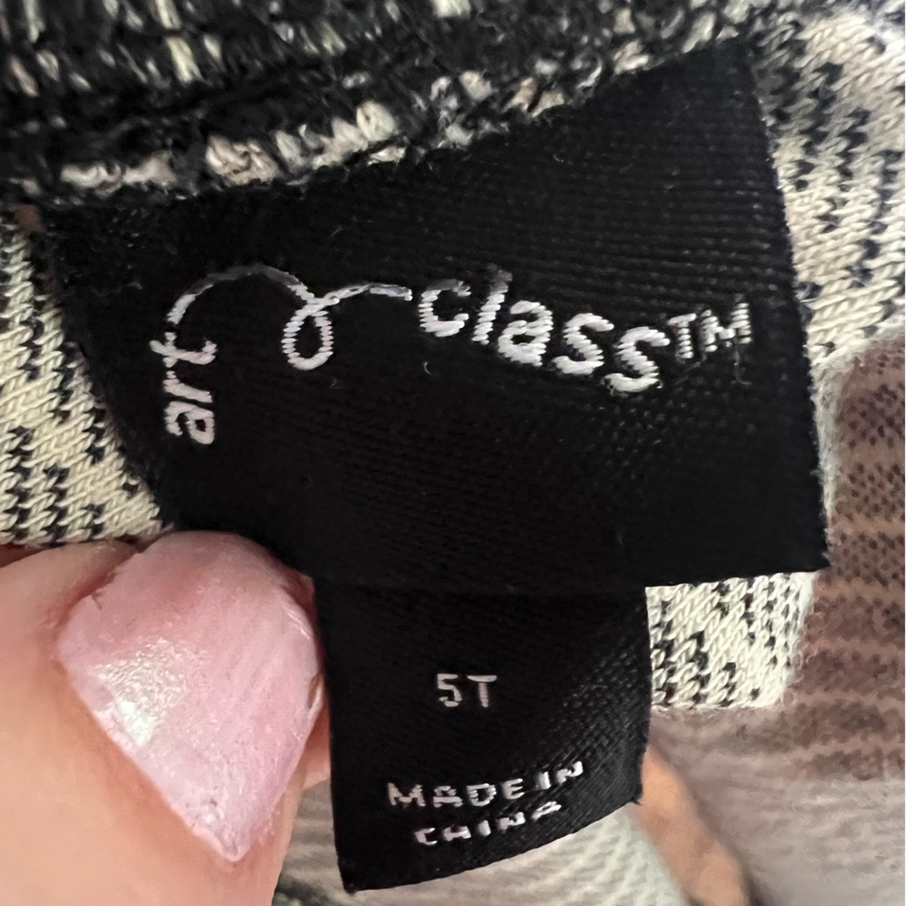 Art Class Retro Americana Black White Striped Denim Dress Pinafore Jumper 5T EUC - Picture 5 of 7